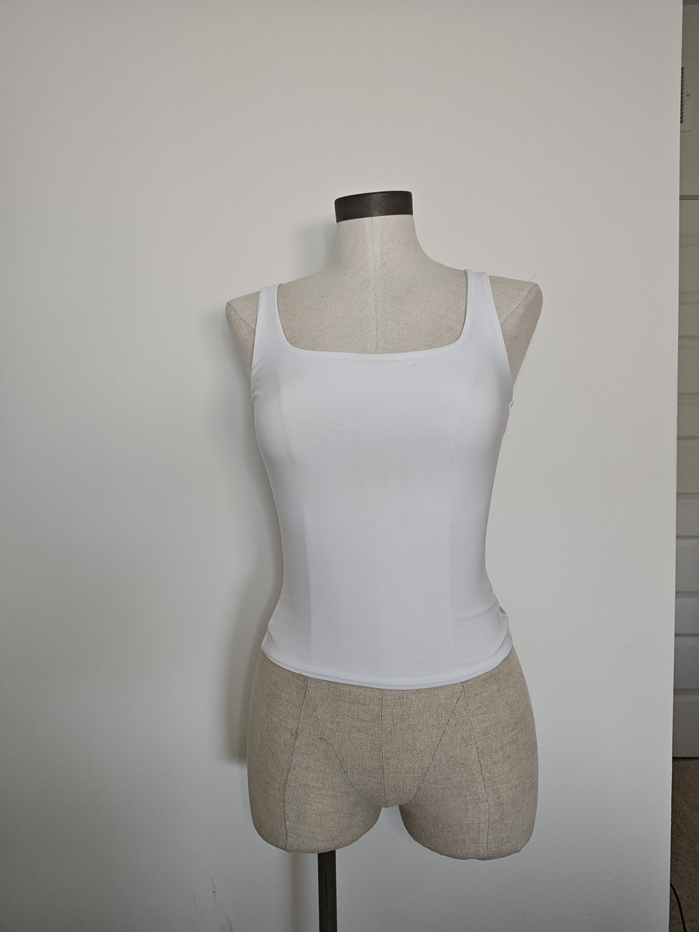 Women's White Square Neck Tank Top S